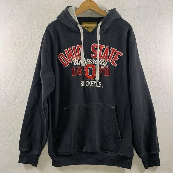 VTG Ohio State Buckeyes Men Y2K Thick Hoodie Sz M Distressed College Relaxed Fit - Picture 1 of 14
